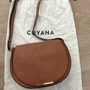 Cuyana brown leather crossbody bag